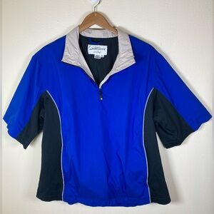 FootJoy DryJoys Blue Golf Windbreaker Pullover Women’s L Half Zip Short Sleeve